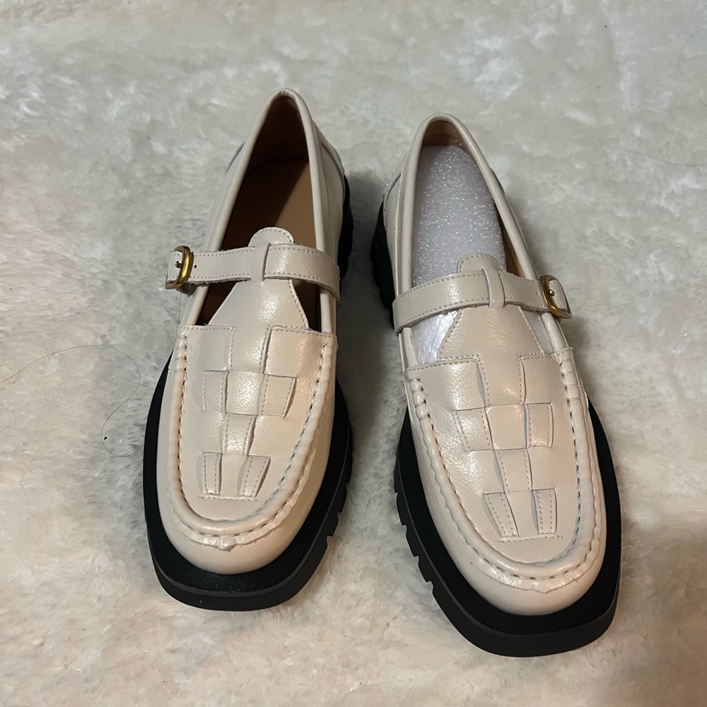 Cream Leather Loafers